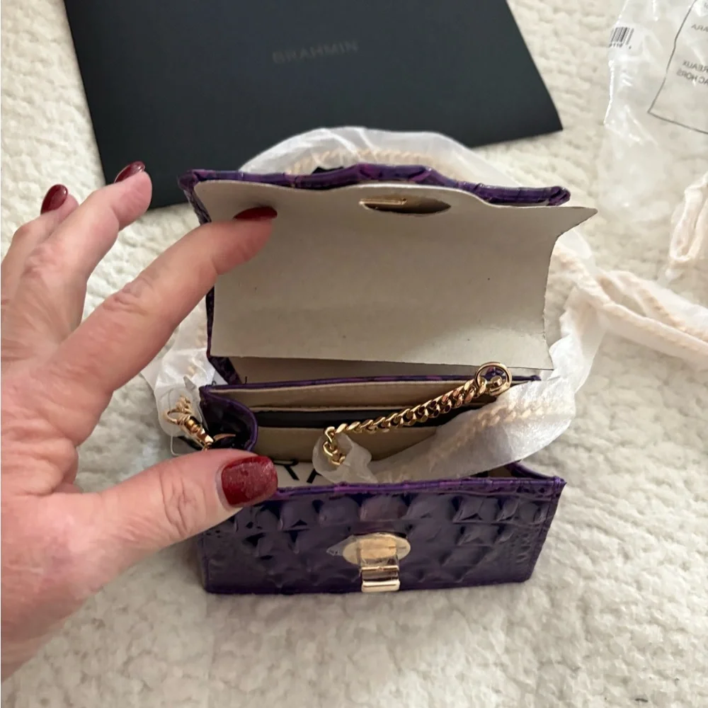 Brahmin Purple Croc-Embossed Crossbody Bag - Picture 3 of 5